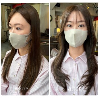 春に人気！グレージュカラー×顔まわりレイヤー